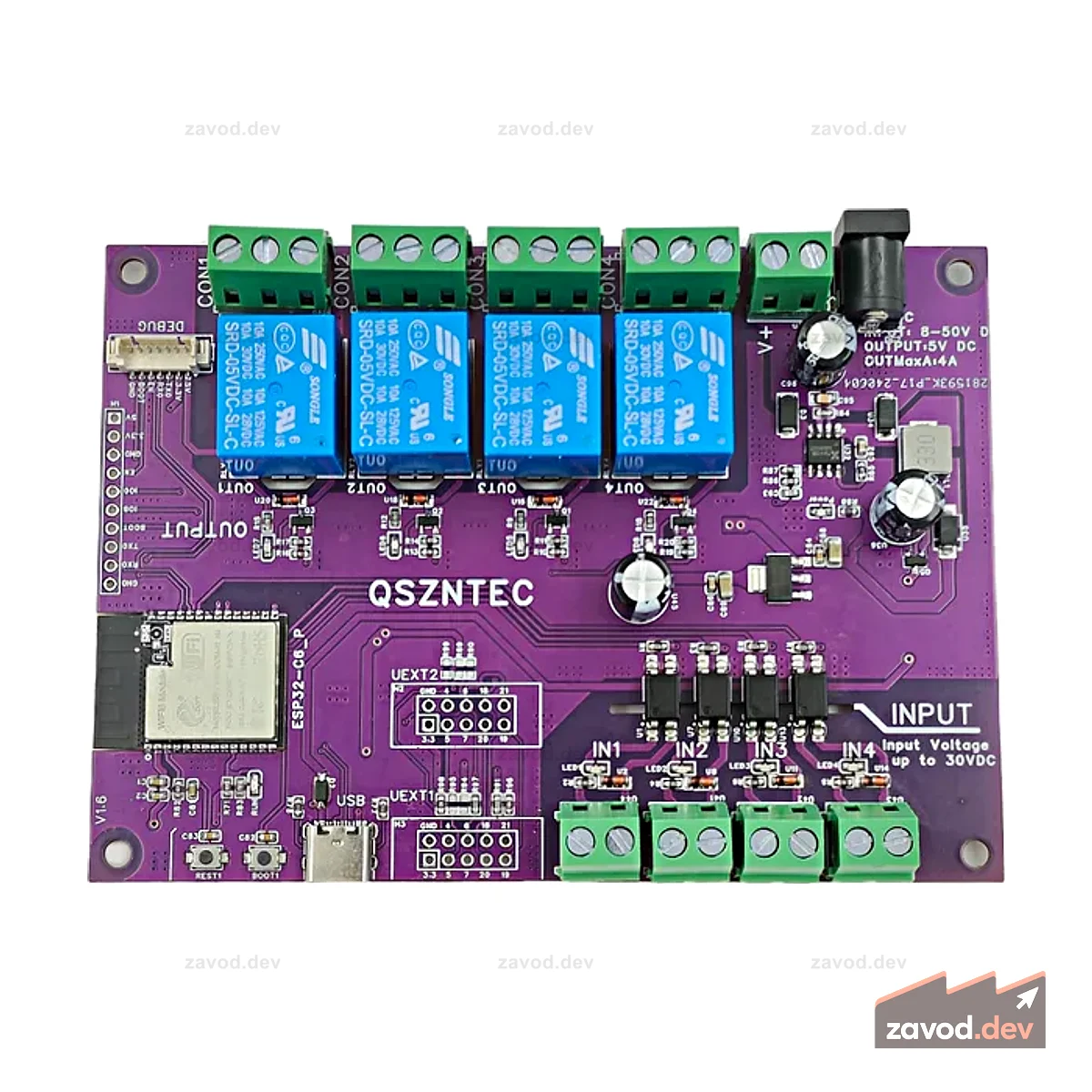 ESP32-C6-EVB Поддержка платы Tasmota 4 реле 4 входа с WIFI6 Bl