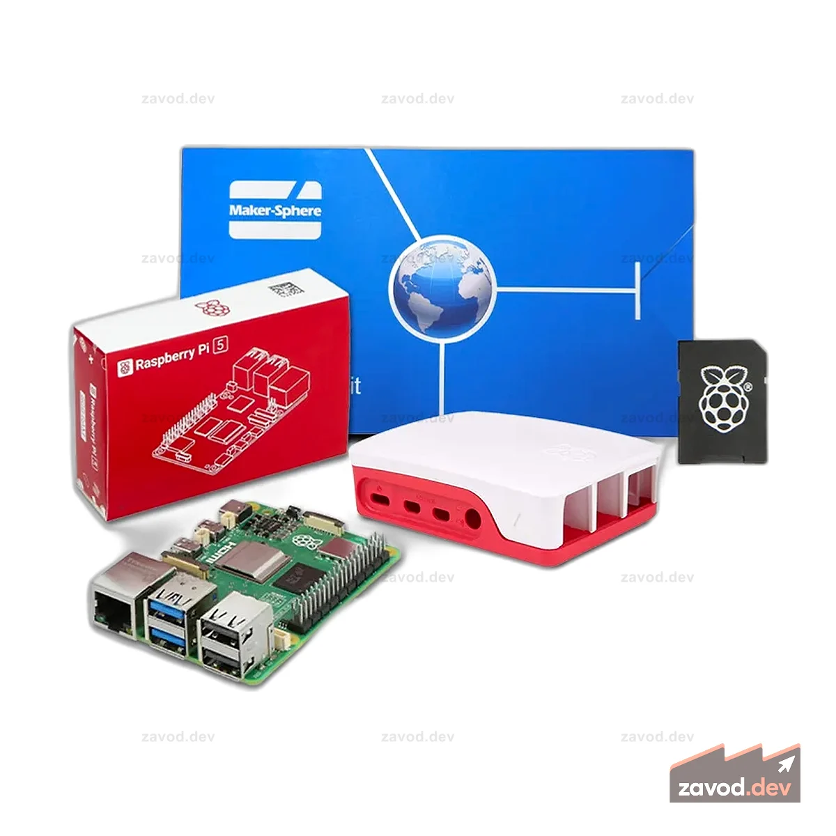 Настольный стартовый комплект Raspberry Pi 5 (8 ГБ) + беспроводная клавиатура и мышь