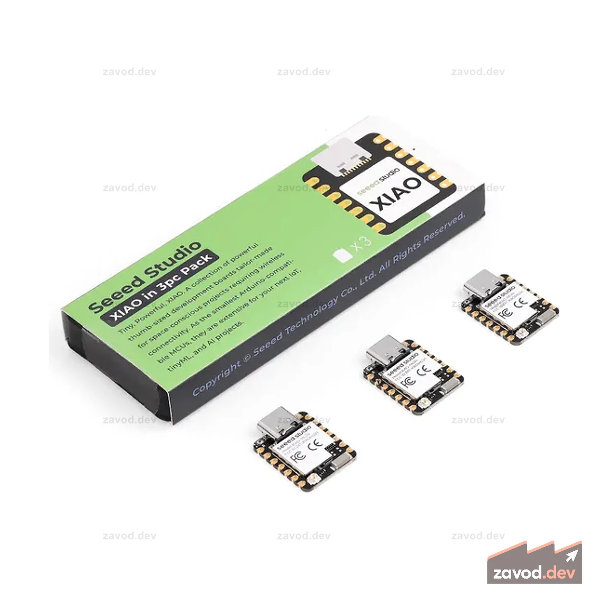 Seeed Studio XIAO MG24, комплект из 3 предметов — Silicon Labs EFR32MG24, Matter® Native over Thread® /BLE 5.3, совместимость с Arduino®, сверхнизкое энергопотребление 1,95 мкА, встроенная антенна, 19 портов GPIO