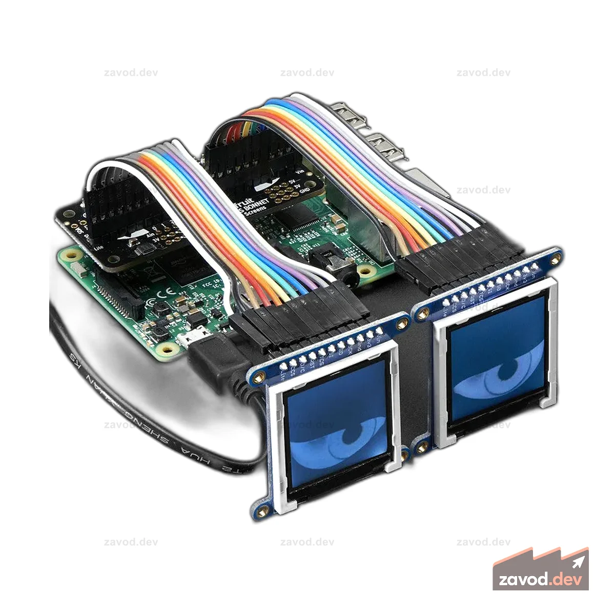 Капот Adafruit Animated Eyes для мини-комплекта Raspberry Pi — без дисплеев
