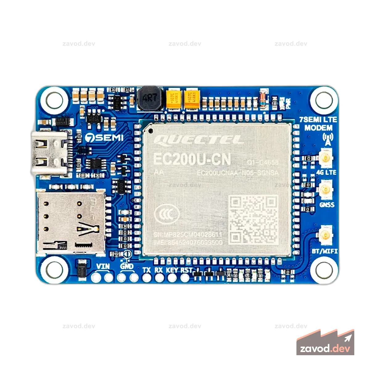 EC200U Промышленный модем 4G LTE GNSS с USB C и диапазоном входного напряжения 5–26 В - 7Semi