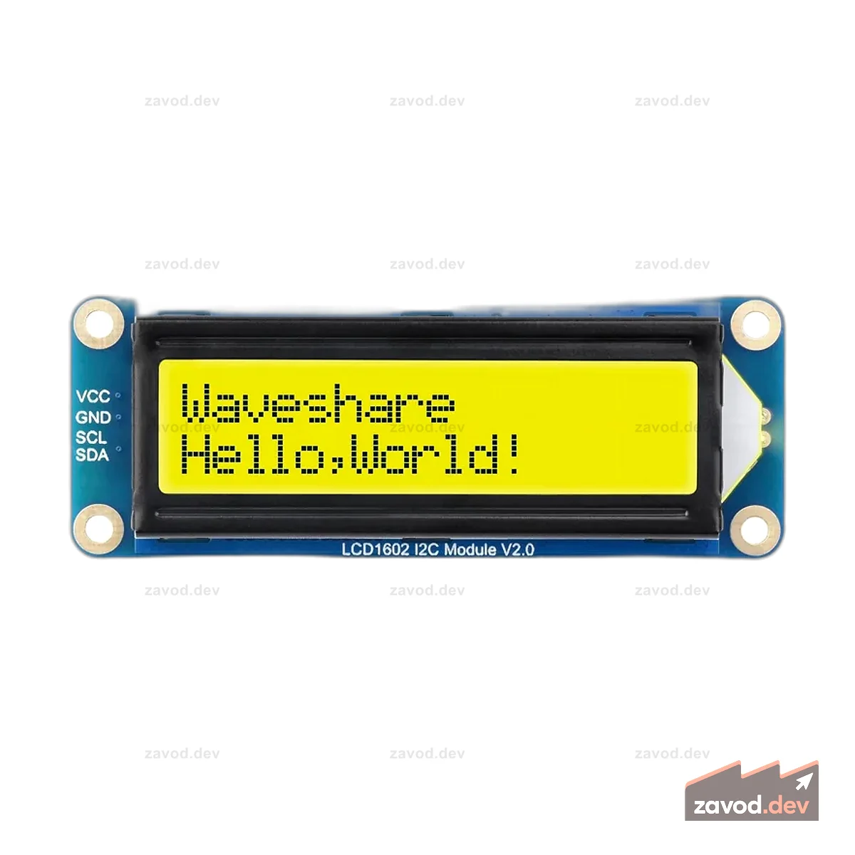 ЖК-модуль Waveshare Green 16x2 I2C — 3,3 В/5 В с управлением подсветкой