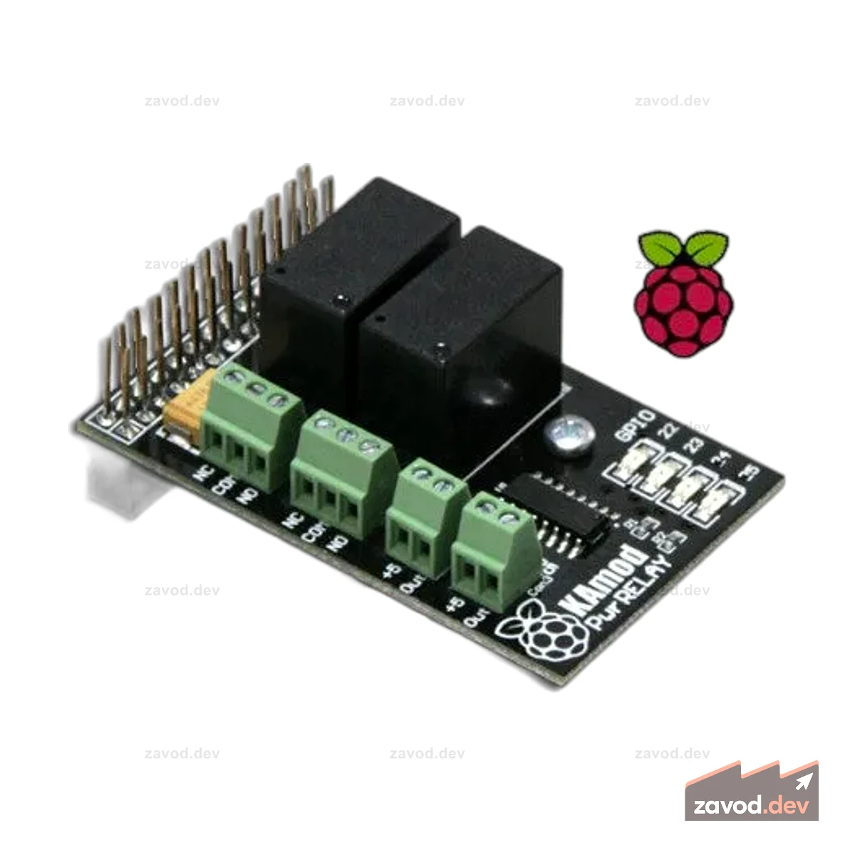 KAmodRPi PwrRELAY - модуль релейных выходов для миникомпьютеров Raspberry Pi3, Pi2, Pi+, Pi