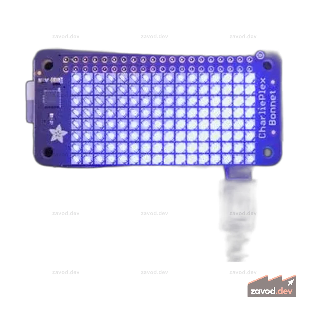 Крышка со светодиодной матрицей Adafruit CharliePlex - 8x16 синих светодиодов