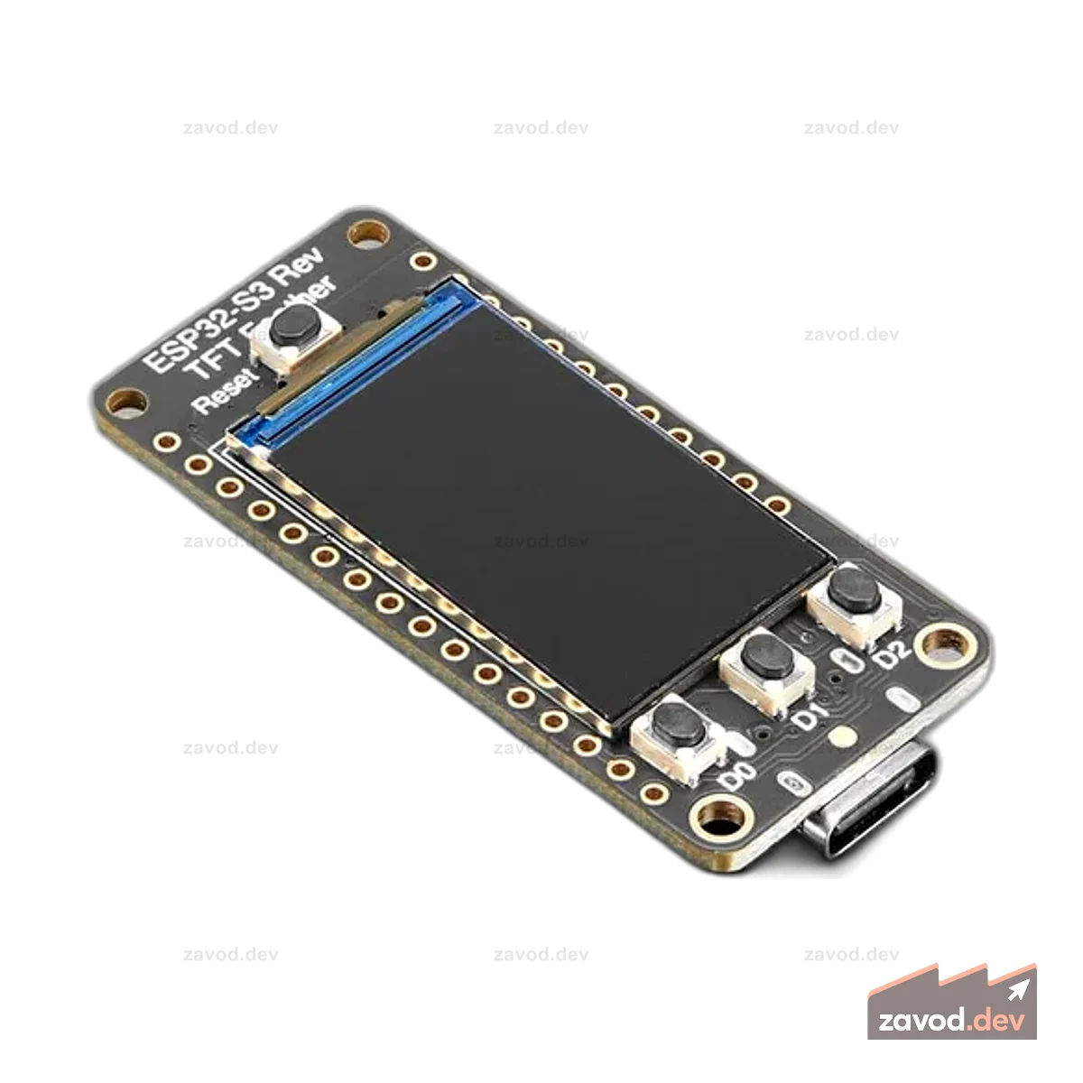 Adafruit ESP32-S3 Reverse TFT Feather, 4 МБ флэш-памяти, 2 МБ PSRAM, STEMMA QT