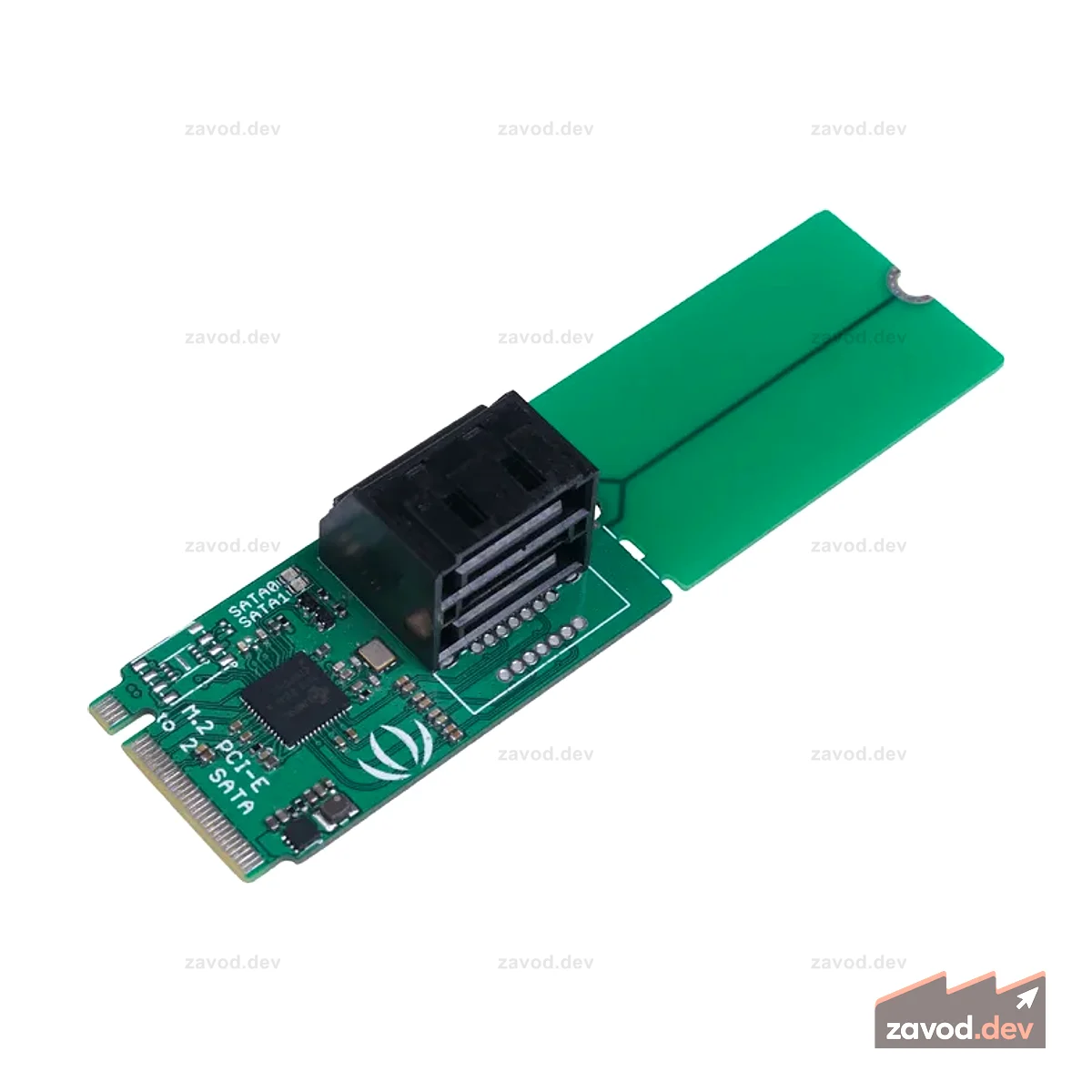 Преобразователь PCIe 3.0x2 M.2 NGFF Key-M в 2-портовый (стекированный) 6 Гбит/с SATA 3.0 с чипом JMB582 — подходит для ODYSSEY-X86J4105