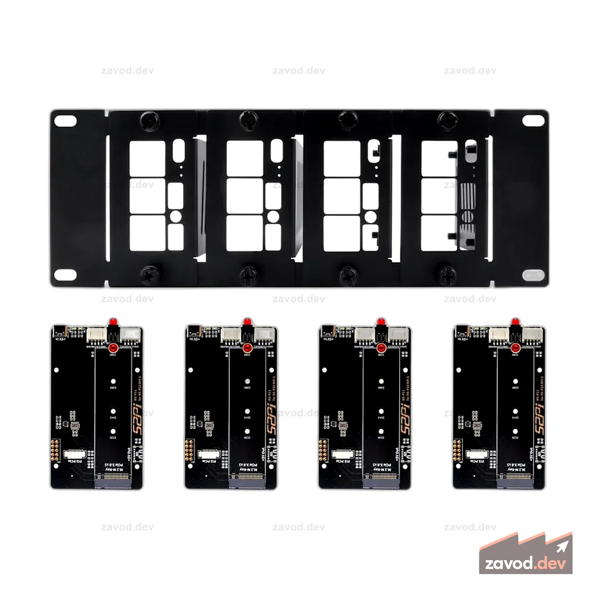 Монтаж в стойку высотой 10 дюймов высотой 2U с 4 платами PCIe NVMe для DeskPi RackMate