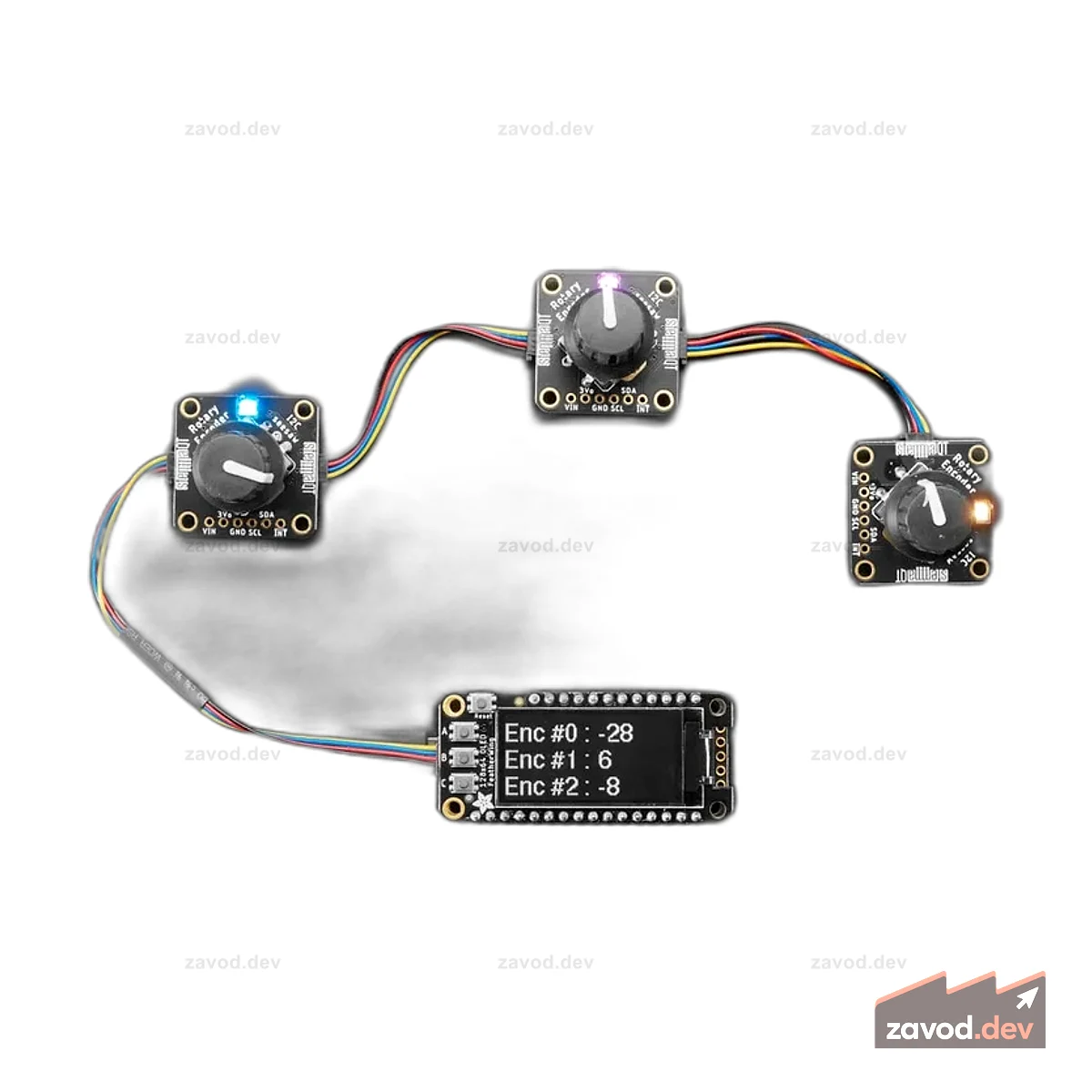 Поворотный энкодер Adafruit I2C Stemma QT с NeoPixel — без энкодера