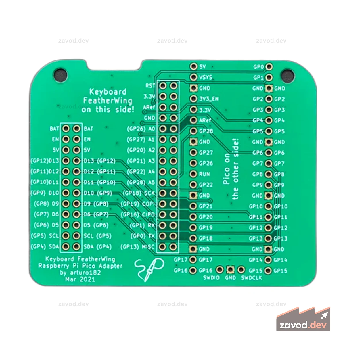 Адаптер Raspberry Pi Pico для клавиатуры FeatherWing