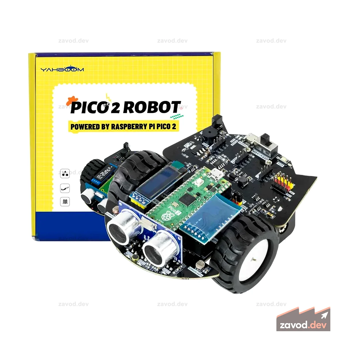 Симпатичный автомобиль-робот для Raspberry Pi Pico 2 с поддержкой программирования MicroPython
Робот