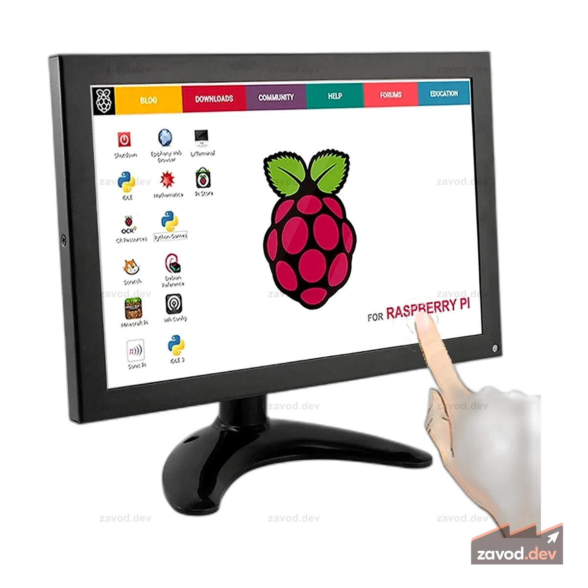 10,1-дюймовый портативный монитор IPS TFT 1280x800 с металлическим корпусом и сенсорной функцией для Raspberry Pi