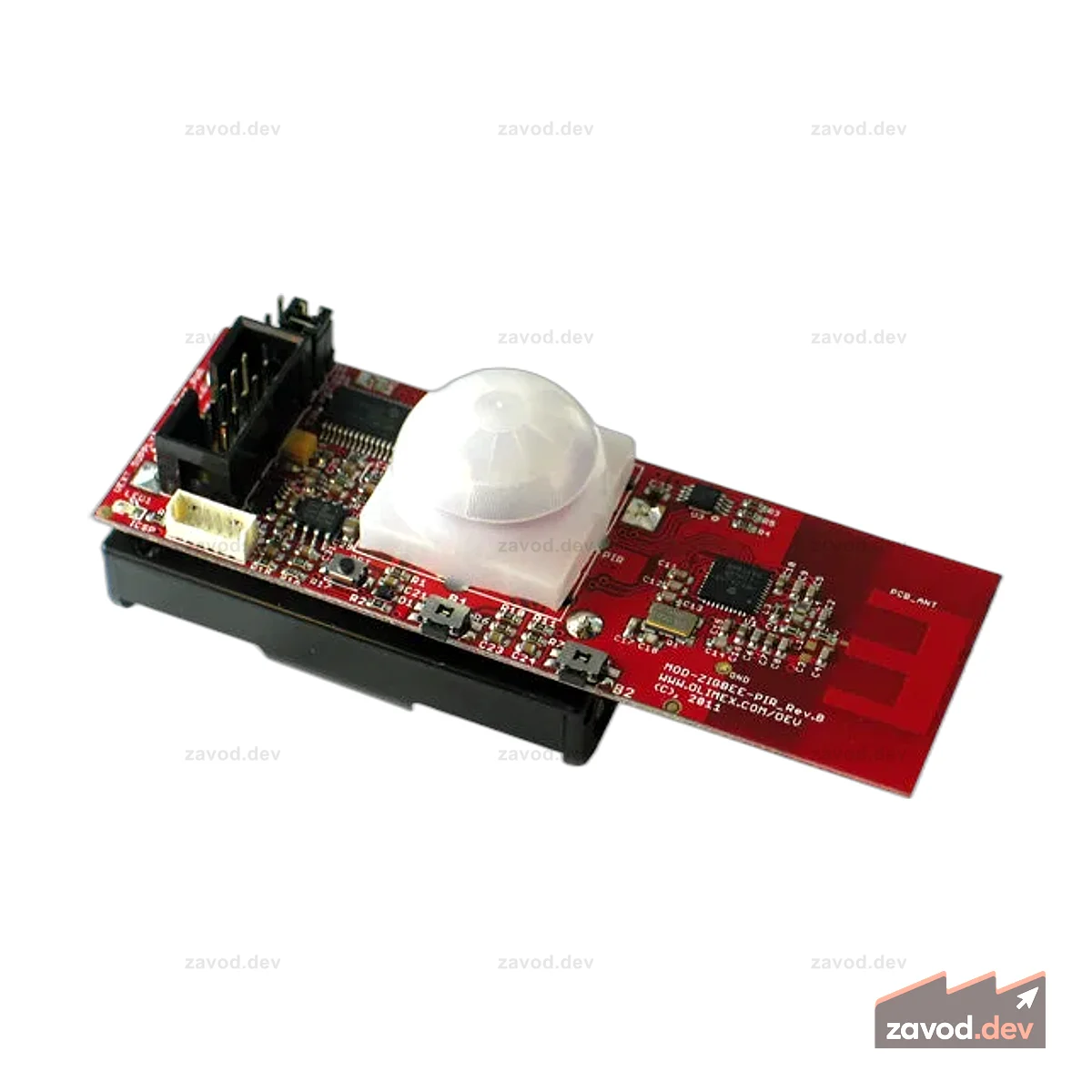 MOD-ZIGBEE-PIR Детектор движения Zigbee PIR с MRF24J40 и PIC18F26K20
ОСОБЕННОСТИ
