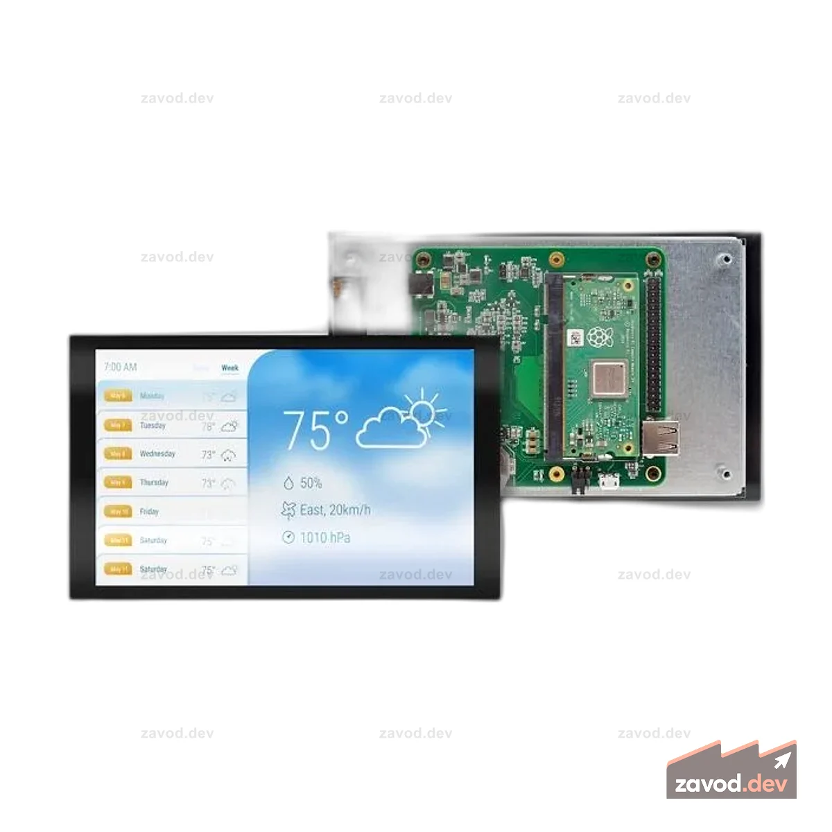Дисплейный модуль Pyxis 7 дюймов 1200x1920 с Raspberry Pi CM3+