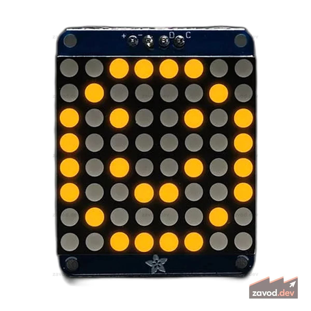 Adafruit Small 1,2-дюймовая светодиодная матрица 8x8 с рюкзаком I2C — желтый