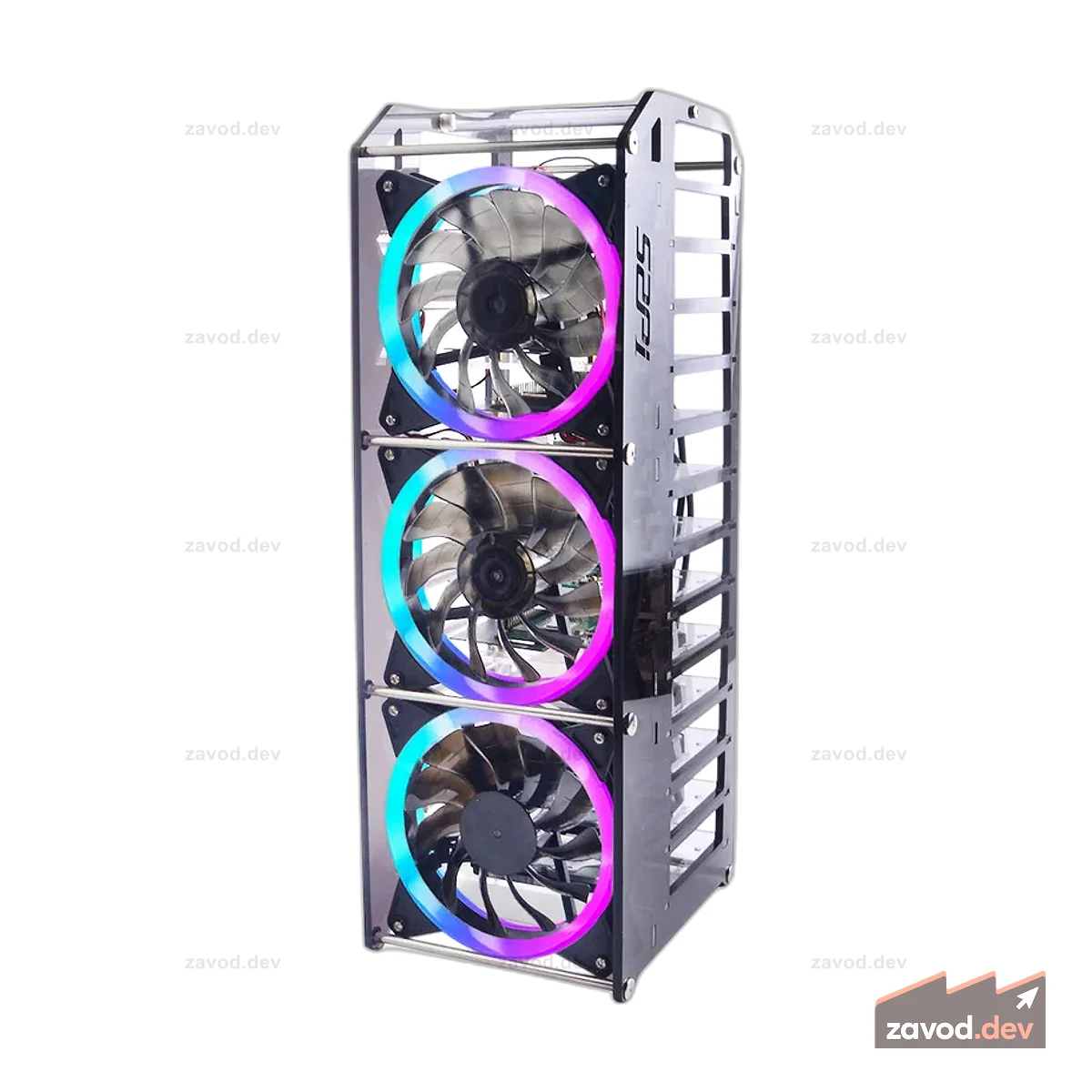 Акриловый кластерный корпус 52Pi Rack Tower для Raspberry Pi (12 слоев) со светодиодной подсветкой RGB, большой охлаждающий вентилятор для Raspberry Pi/Jetson Nano