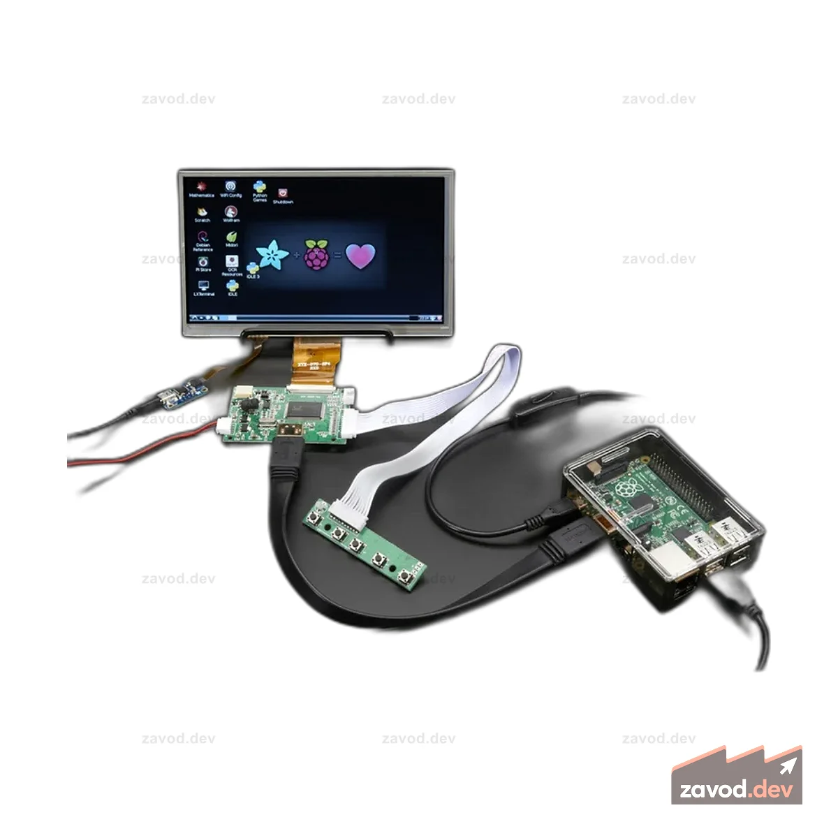 HDMI 4 Pi: 7 дисплеев с сенсорным экраном 1024x600 и мини-драйвером