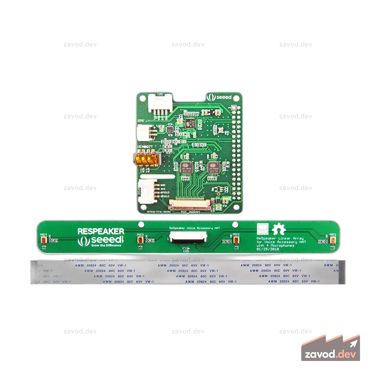 Комплект линейной матрицы ReSpeaker с 4 микрофонами для Raspberry Pi