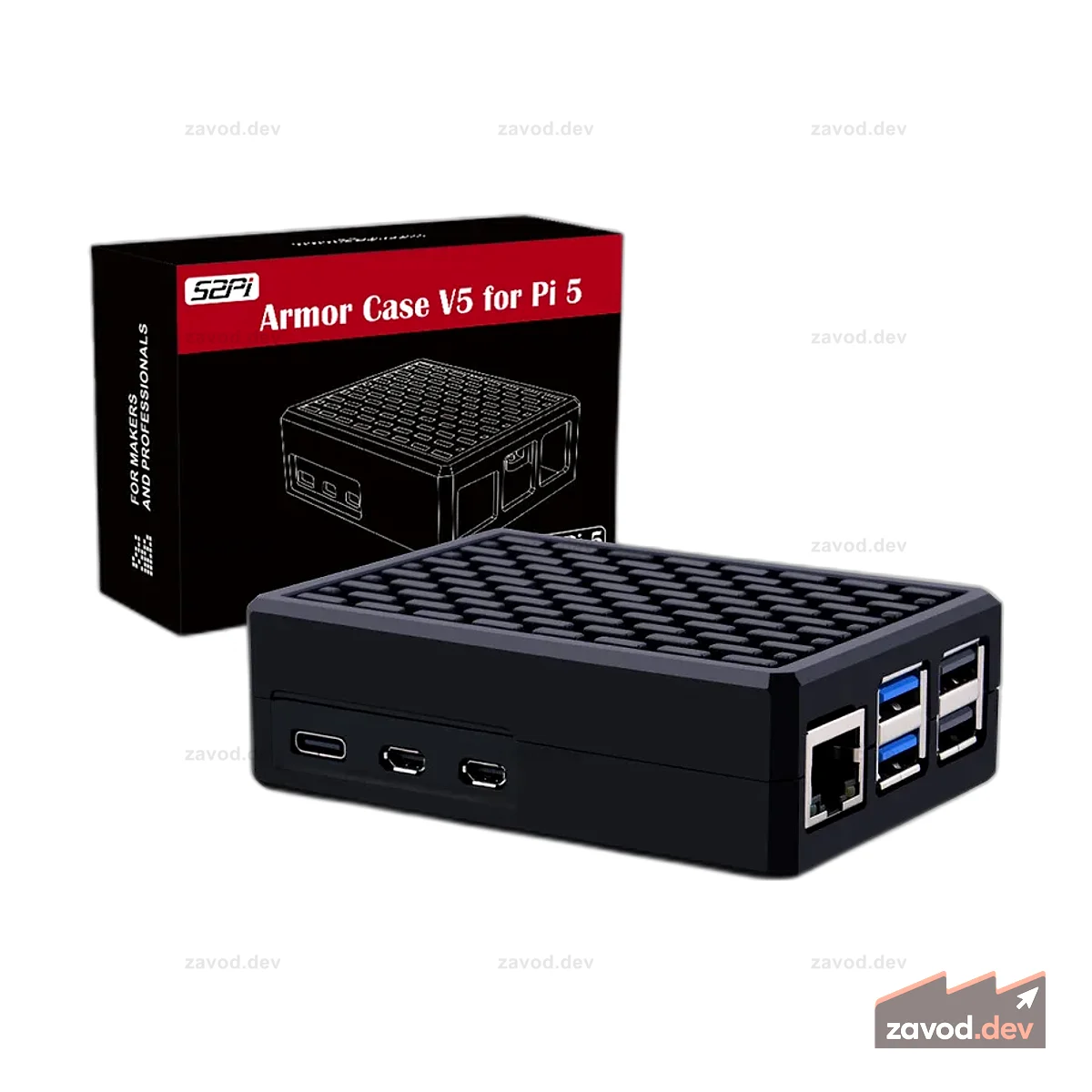 52Pi Armor Case V5 Черный алюминиевый сплав с пассивным охлаждением для Raspberry Pi 5