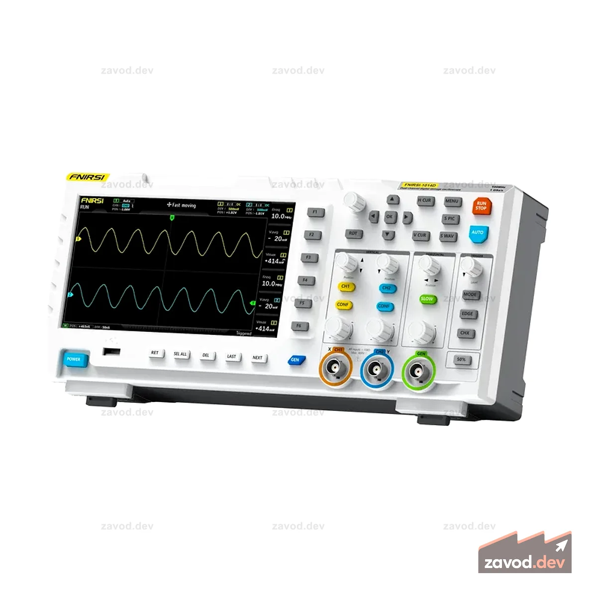 FNIRSI® 1014D 2-в-1 двухканальный цифровой генератор сигналов осциллографа 100 МГц 1 Гвыб./с