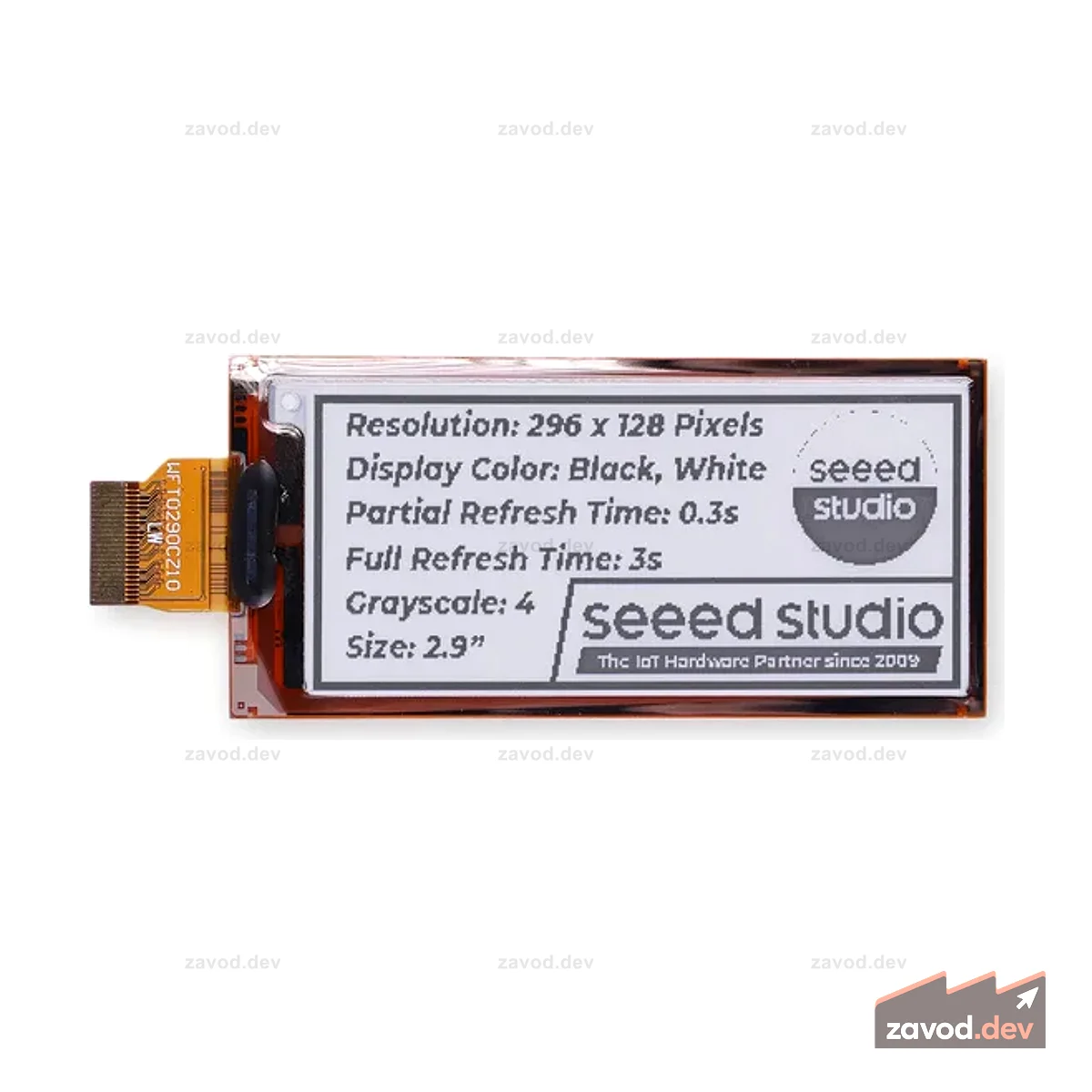 2,9-дюймовый гибкий монохромный дисплей eInk/ePaper с разрешением 296x128 пикселей, интерфейс SPI, поддержка XIAO/Arduino/STM32