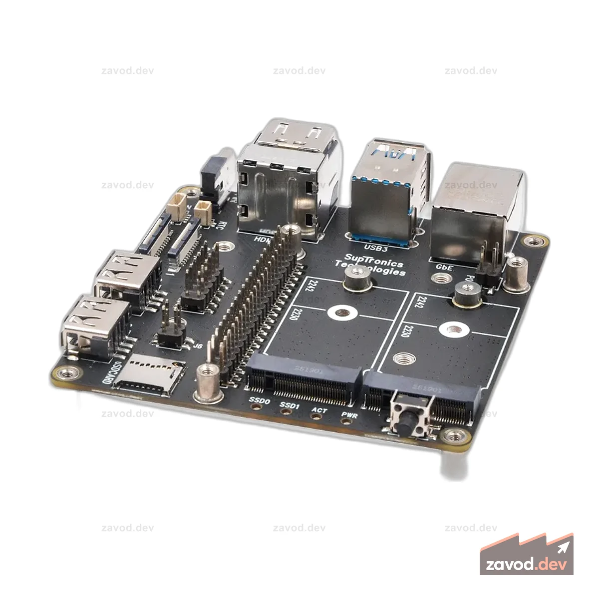 SupTronics X1507 Безвентиляторная двойная плата ввода-вывода NVME для CM5