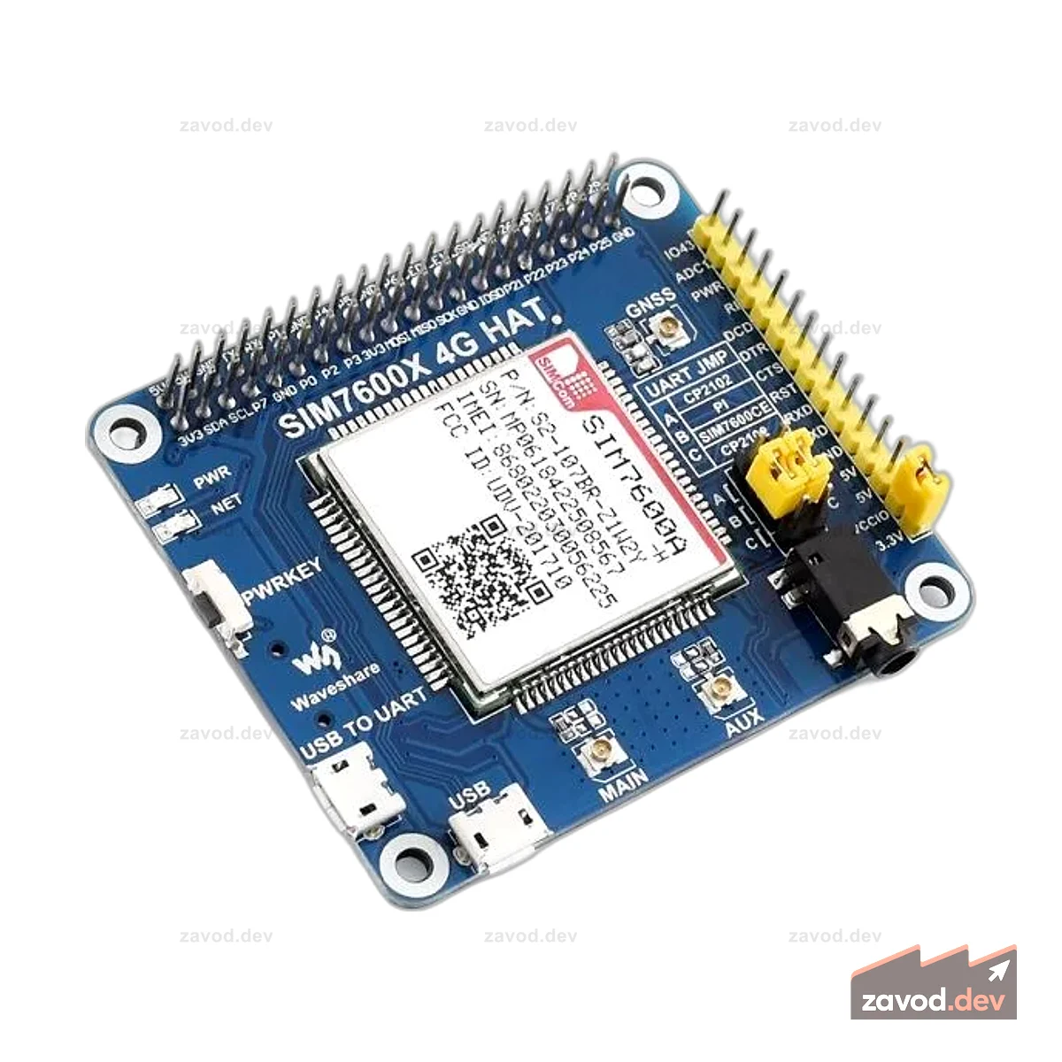Waveshare 14952 - 4G/3G/2G/GSM/GPRS/GNSS HAT для Raspberry Pi, LTE CAT4