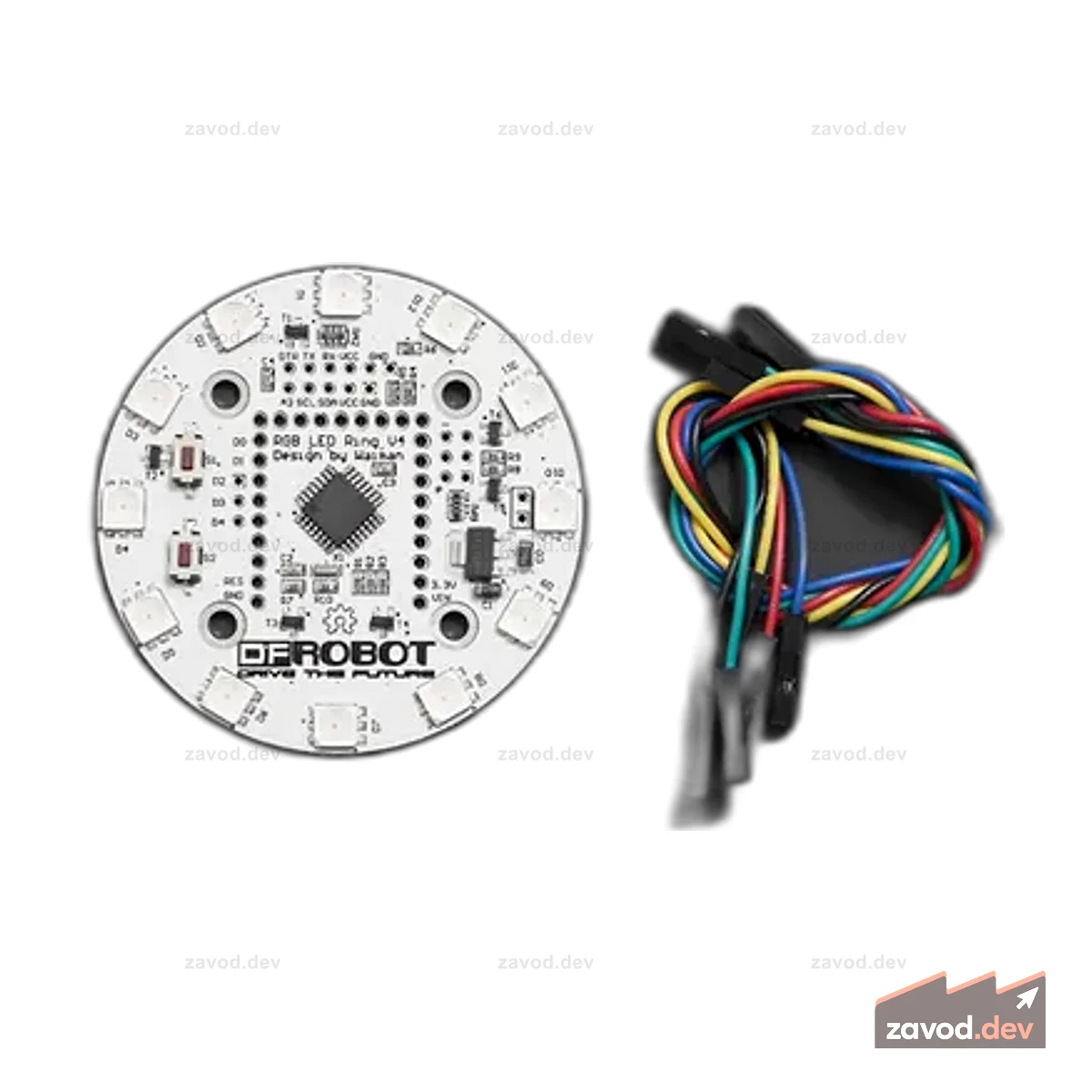 Программируемое кольцо светодиодов RGB V3 с ATmega168P (12 светодиодов, последовательный порт/I2C)