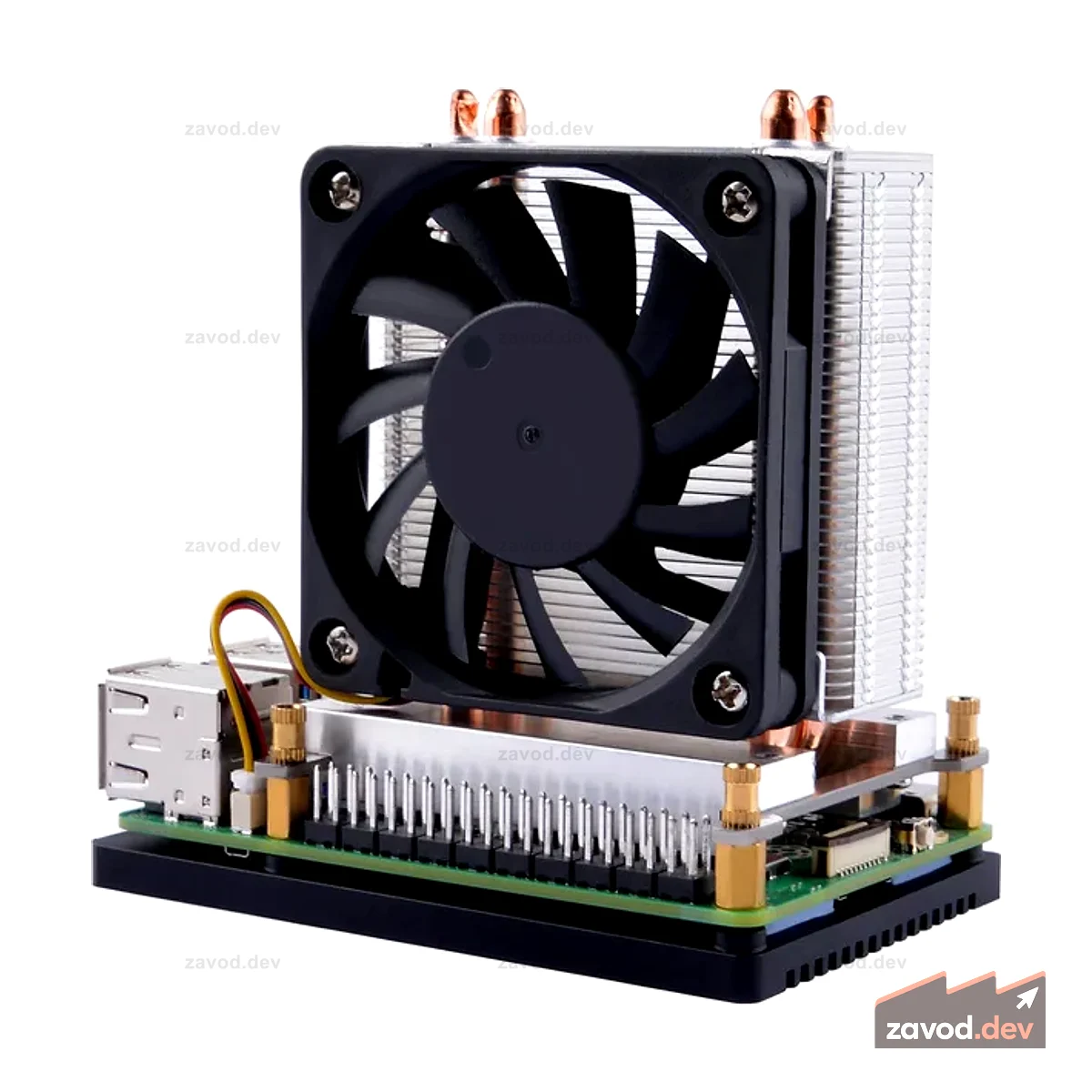 52Pi ICE Tower Plus для Raspberry Pi 5, алюминиевый радиатор с двойной медной трубкой для Raspberry Pi 5