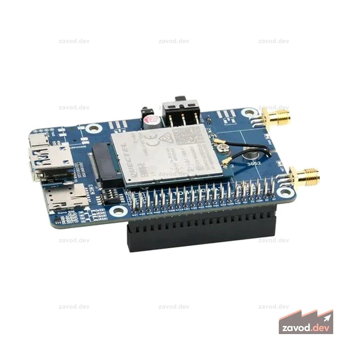 EM06-E LTE Cat-6 HAT для Raspberry Pi, две антенны LTE-A, многорегиональный многодиапазонный, GNSS
