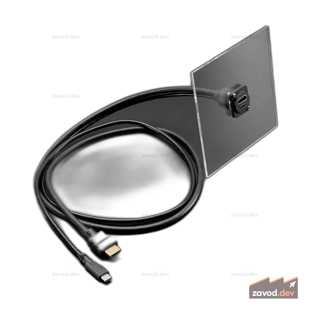 Двойной удлинительный кабель для крепления на панель с HDMI/DVI и USB Type-C — 1 метр