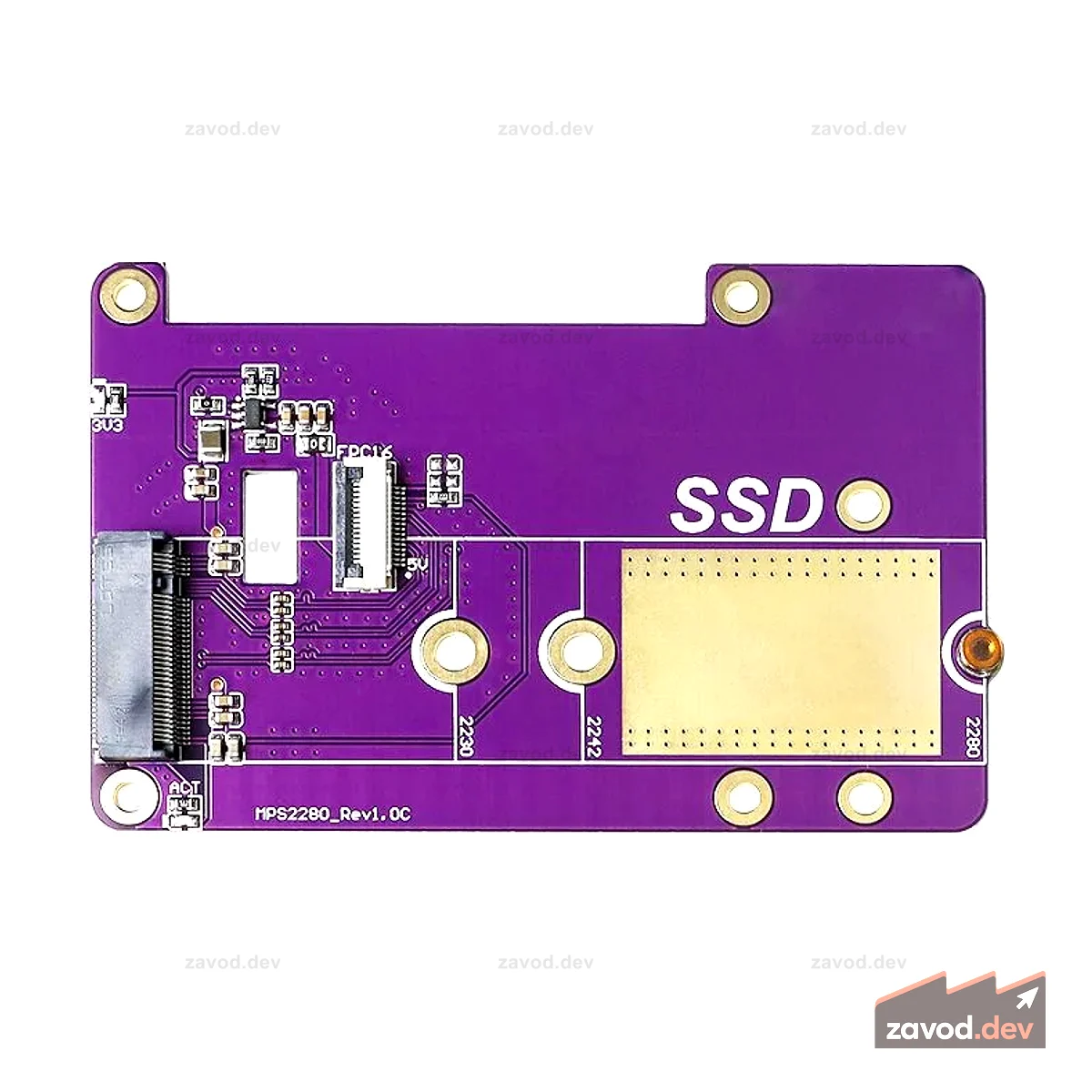 Плата расширения твердотельного накопителя Raspberry Pi 5 PCIE to M.2 NVME SSD поддерживает SSD Gen3/M.2 2280