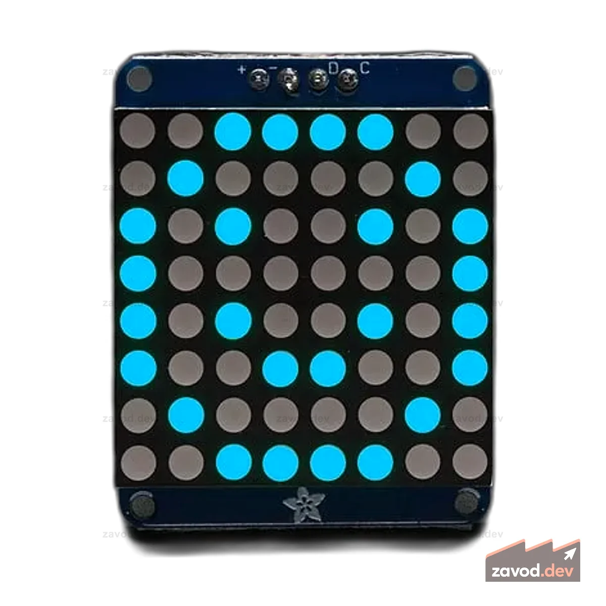 Adafruit Small 1,2-дюймовая светодиодная матрица 8x8 с рюкзаком I2C — синий