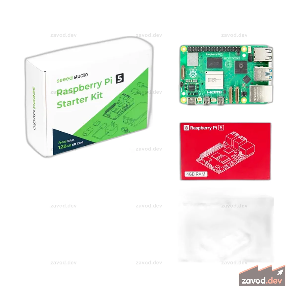 Стартовый комплект Seeed Studio Raspberry Pi 5 — карта Micro SD 4 ГБ ОЗУ и 128 ГБ с предустановленной 64-битной ОС Raspberry Pi