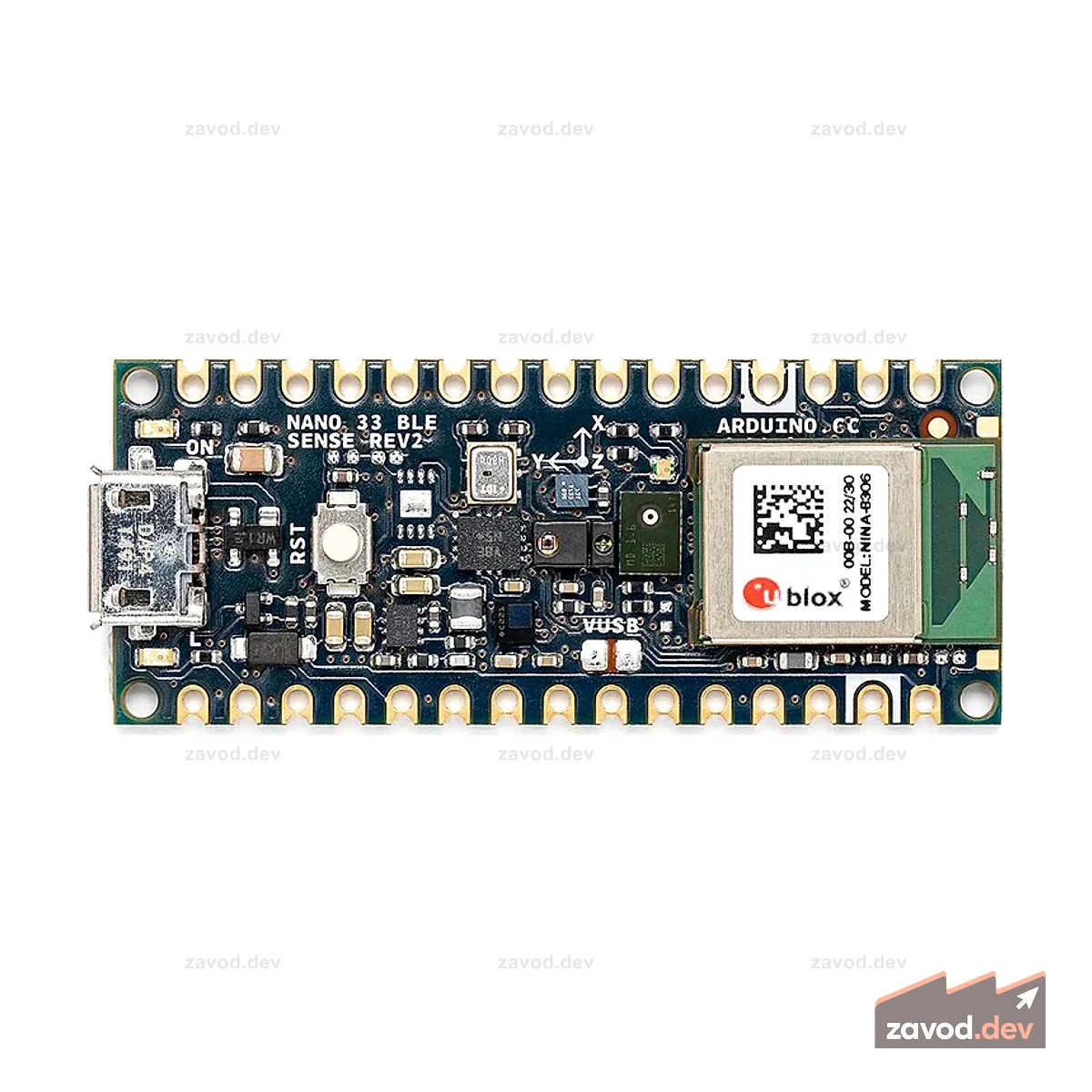 Arduino Nano 33 BLE Sense Rev2 — процессор nRF52840, BLE, поддержка искусственного интеллекта, несколько встроенных датчиков, размер пальца, поддержка Arduino и Python