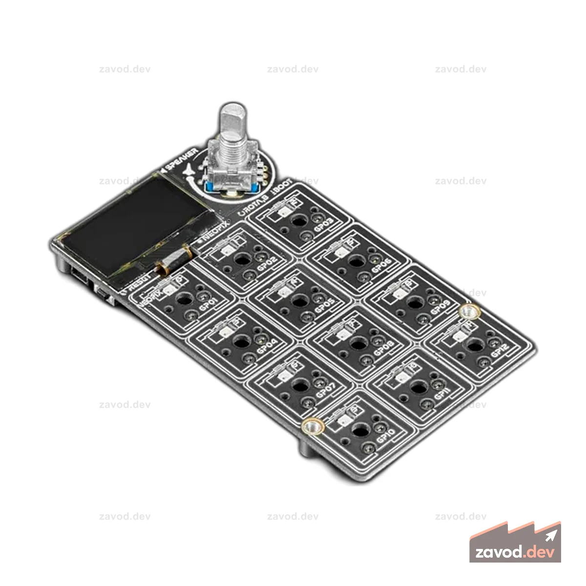 Стартовый комплект Adafruit MacroPad RP2040 — клавиши 3x4 + кодировщик + OLED ADABOX019 Essentials