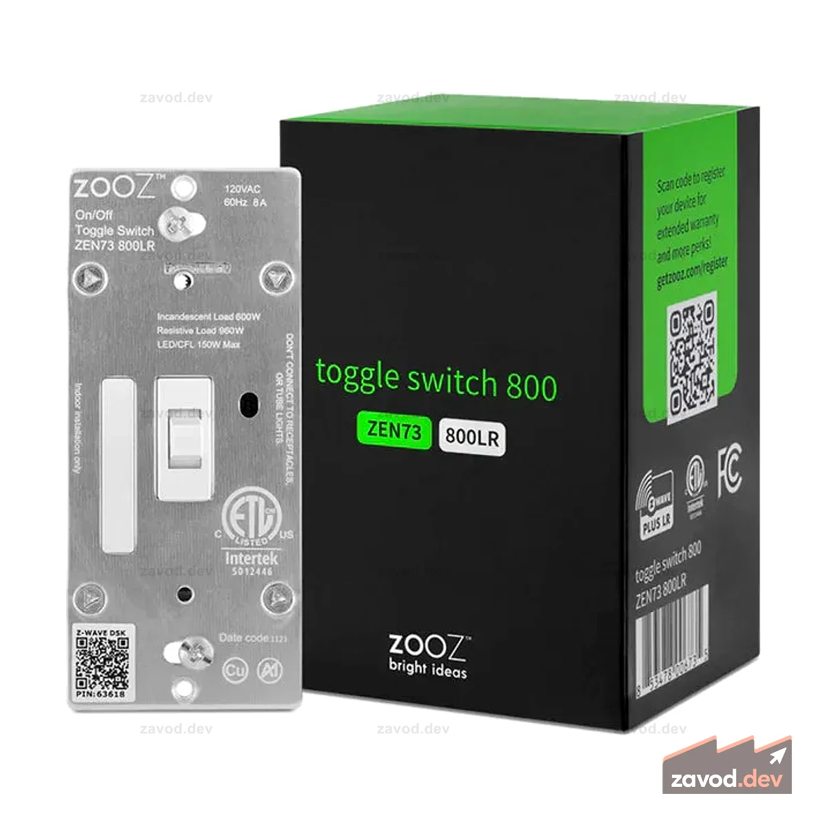 Zooz 800 Series Z-Wave Long Range S2 Тумблер включения/выключения ZEN73 800LR
ОСНОВНЫЕ ХАРАКТЕРИСТИКИ