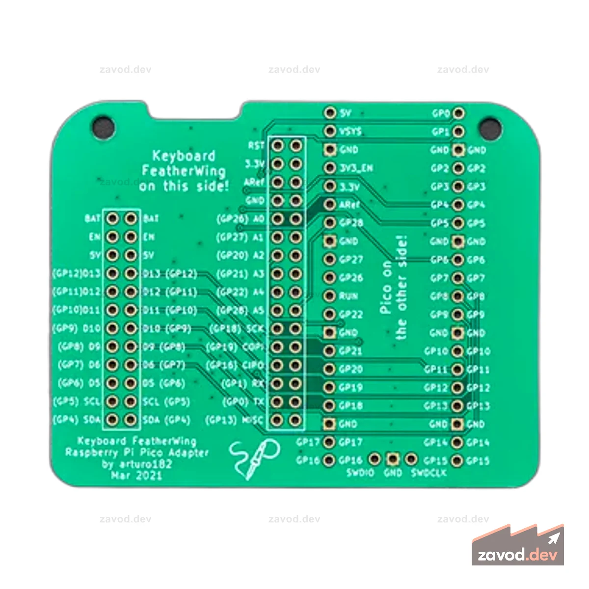 Адаптер Raspberry Pi Pico для клавиатуры FeatherWing