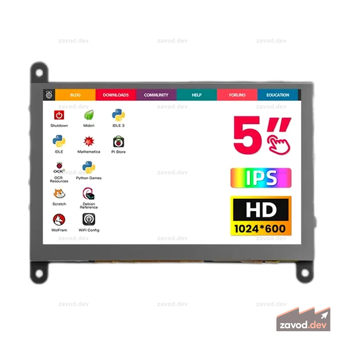 5-дюймовый IPS HD Display-C с разъемом для наушников, сенсорный экран 1024*600, совместимый с Raspberry Pi/BB Black и т. д.