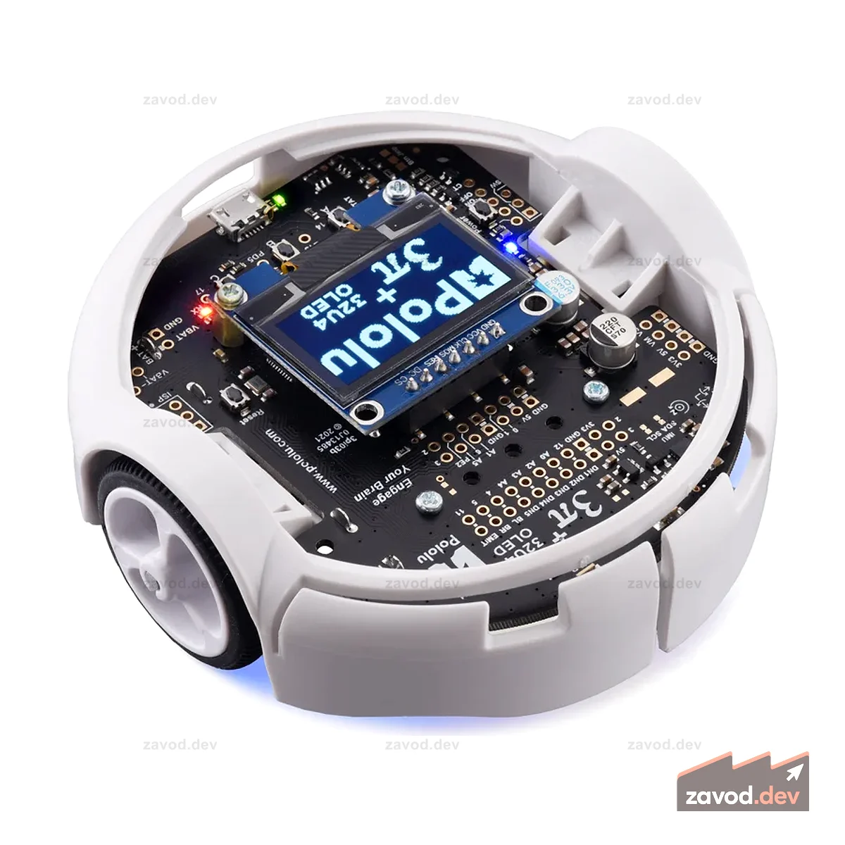 Робот 3pi+ 32U4 OLED — Turtle Edition (двигатели LP 75:1), в сборе