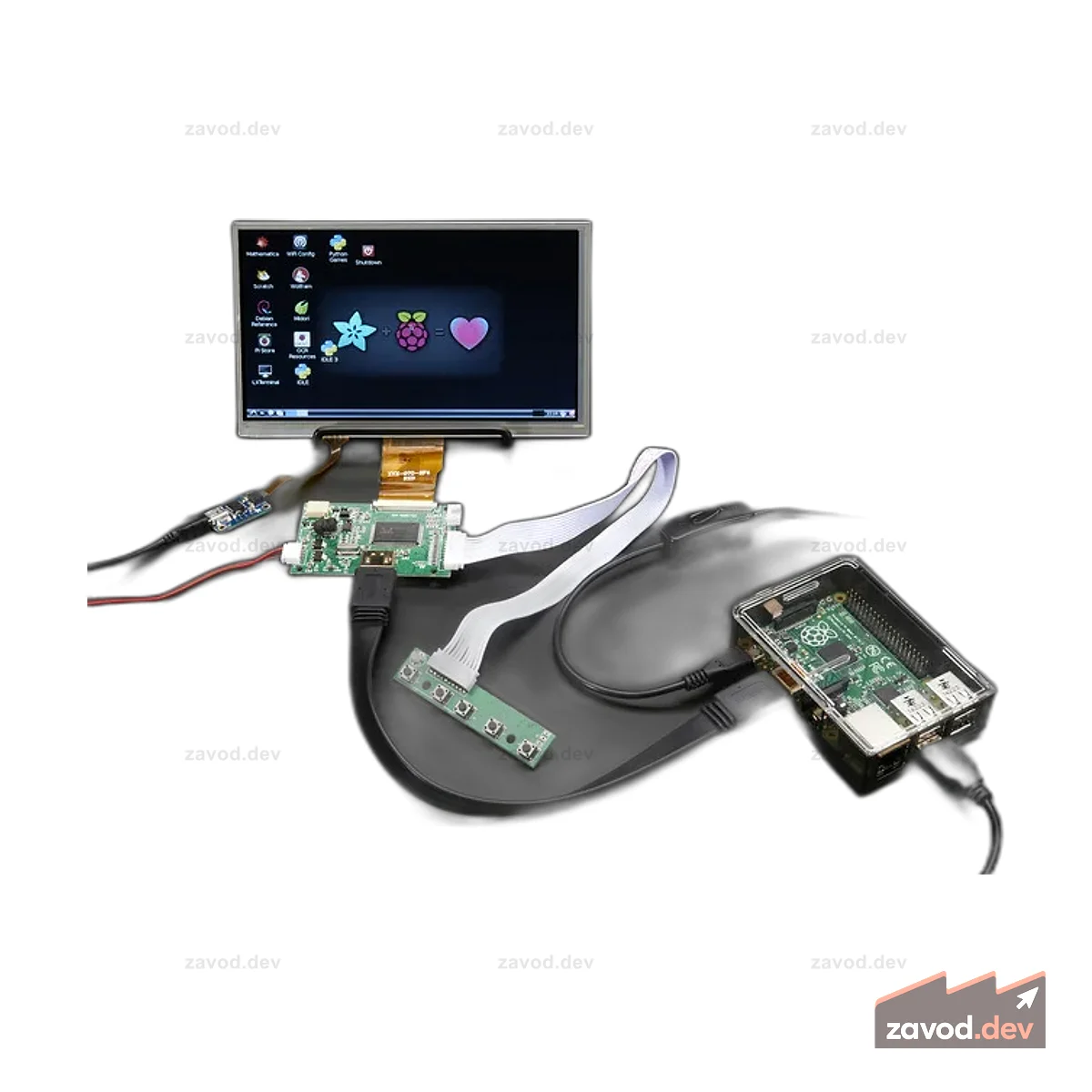 HDMI 4 Pi: 7-дюймовый дисплей с сенсорным экраном 1024x600 и мини-драйвером