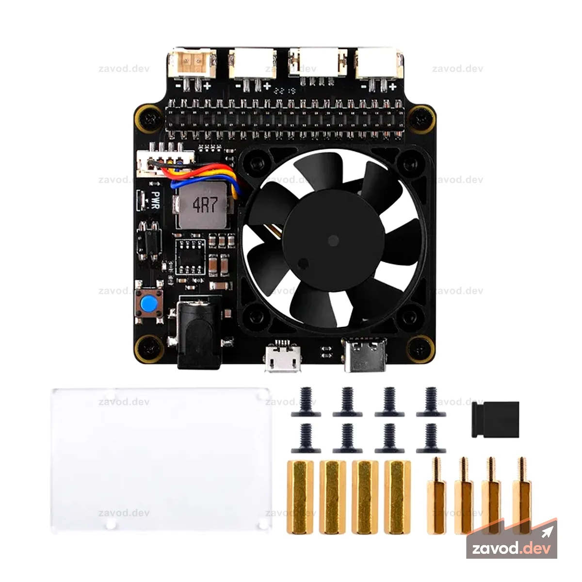 52Pi X735 V3.0 с безопасным отключением и платой расширения охлаждающего вентилятора PMW, акриловая пластина для Raspberry Pi 4 Model B