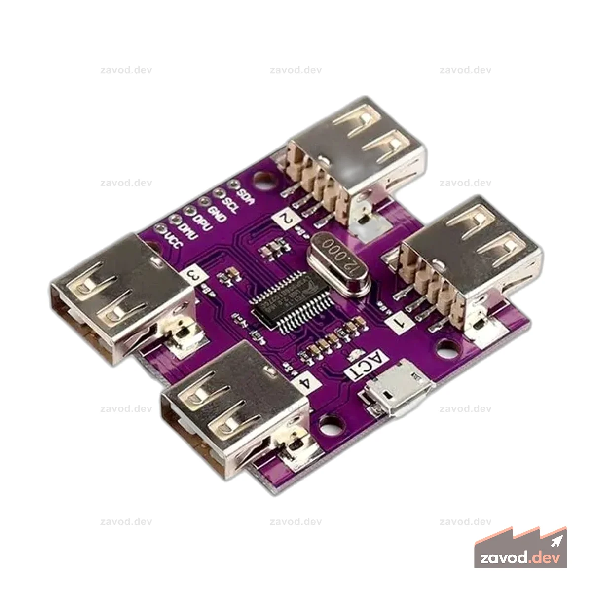 4-портовый высокоскоростной контроллер USB 2.0 HUB для Arduino типа Micro USB