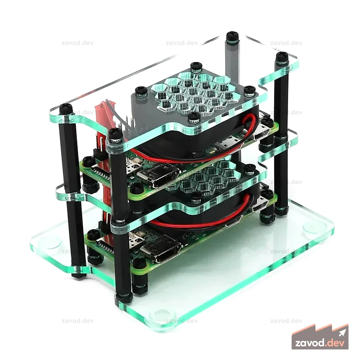 Мини-кластерный корпус для Raspberry Pi Zero 2 (с вентиляторами)