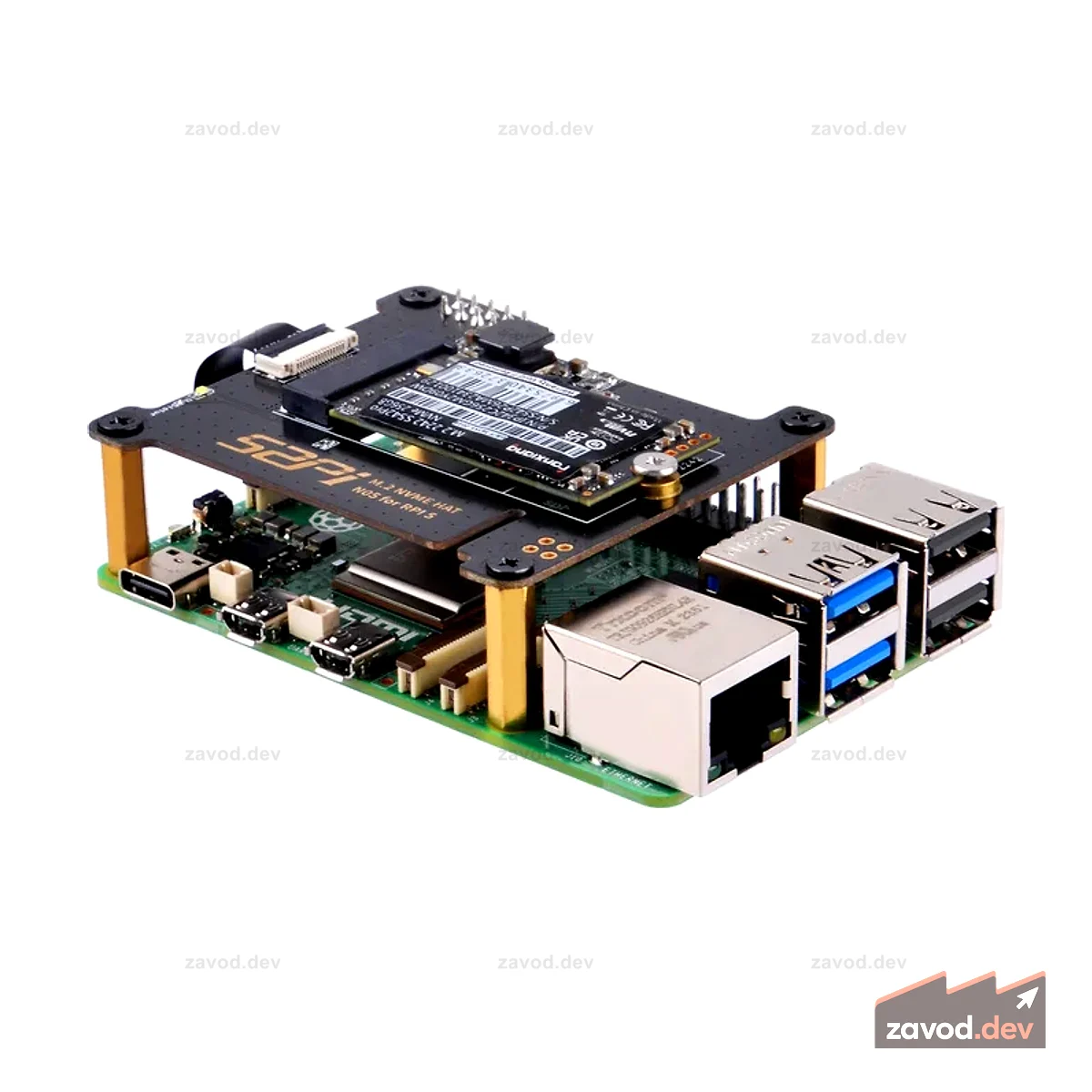 52Pi N05 Адаптер M.2 NVMe к PCIe для Raspberry Pi 5, поддержка SSD M.2 NVMe 2230 2242
