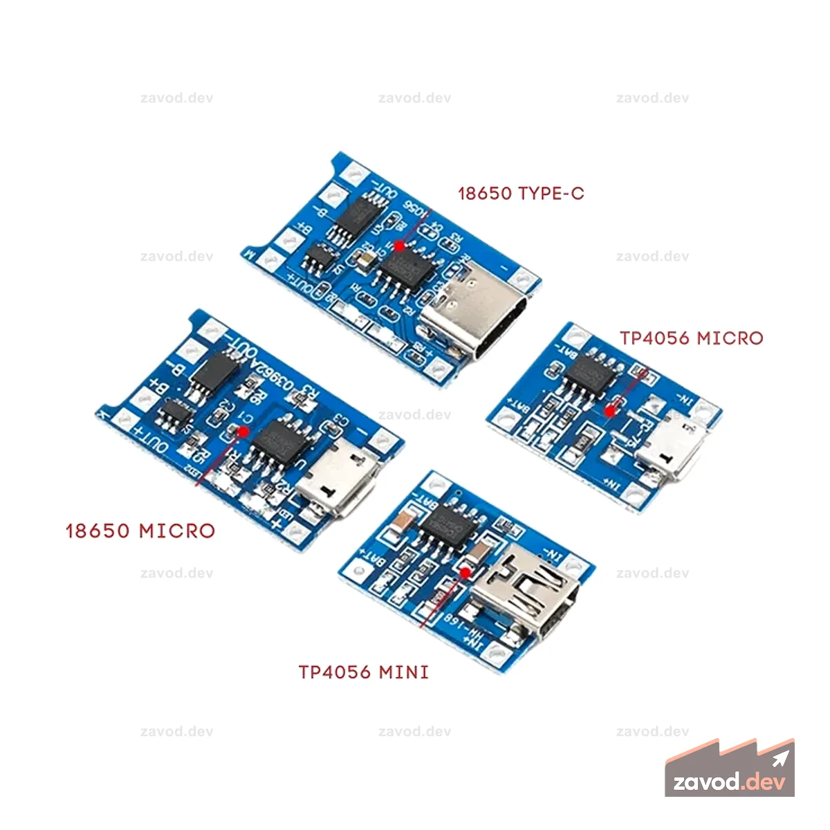 Тип C Micro USB 5V 1A 18650 TP4056 Модуль зарядного устройства для литиевой батареи Зарядная плата с защитой