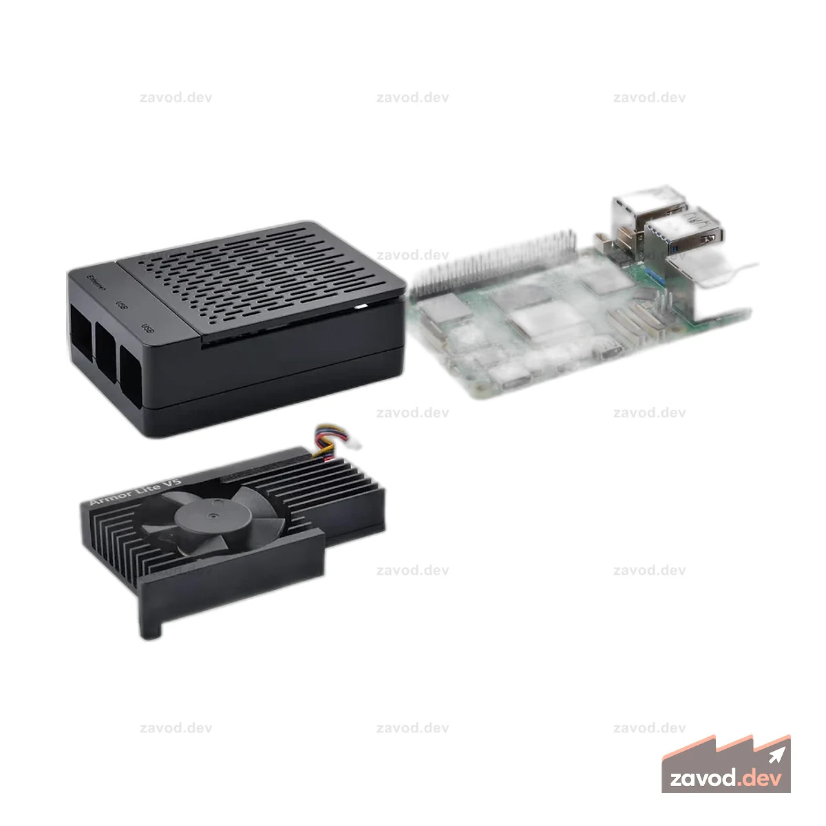 Стартовый комплект 52Pi для Raspberry Pi 5 8 ГБ, с платой Raspberry Pi 5 8 ГБ, чехлом, картой памяти 64 ГБ, кард-ридером, кабелями HDMI и блоком питания USB C мощностью 27 Вт.