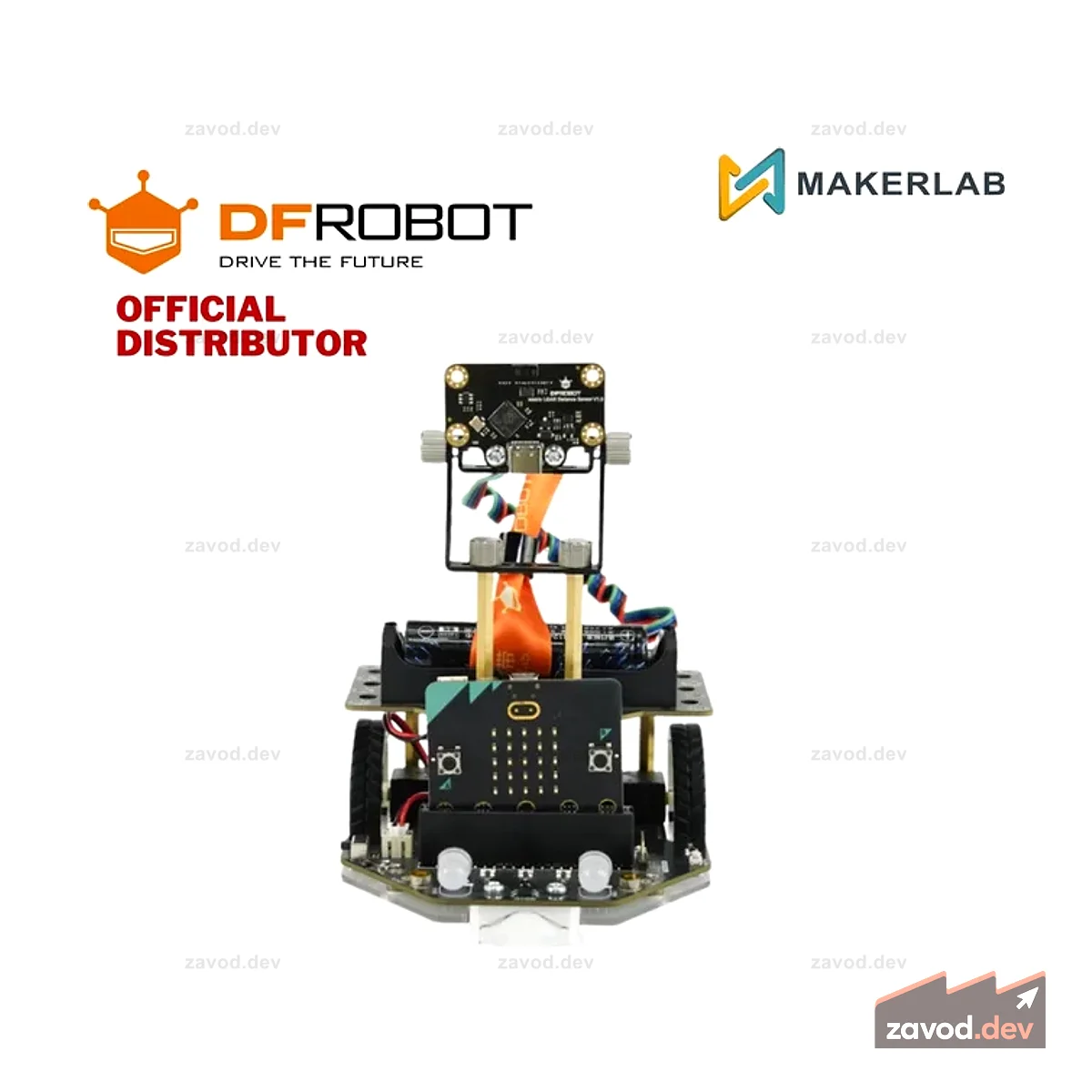 DFRobot Maqueen Plus V3 - Образовательный микробитовый робот STEM с матричным лазерным дальномером (батарея 18650)