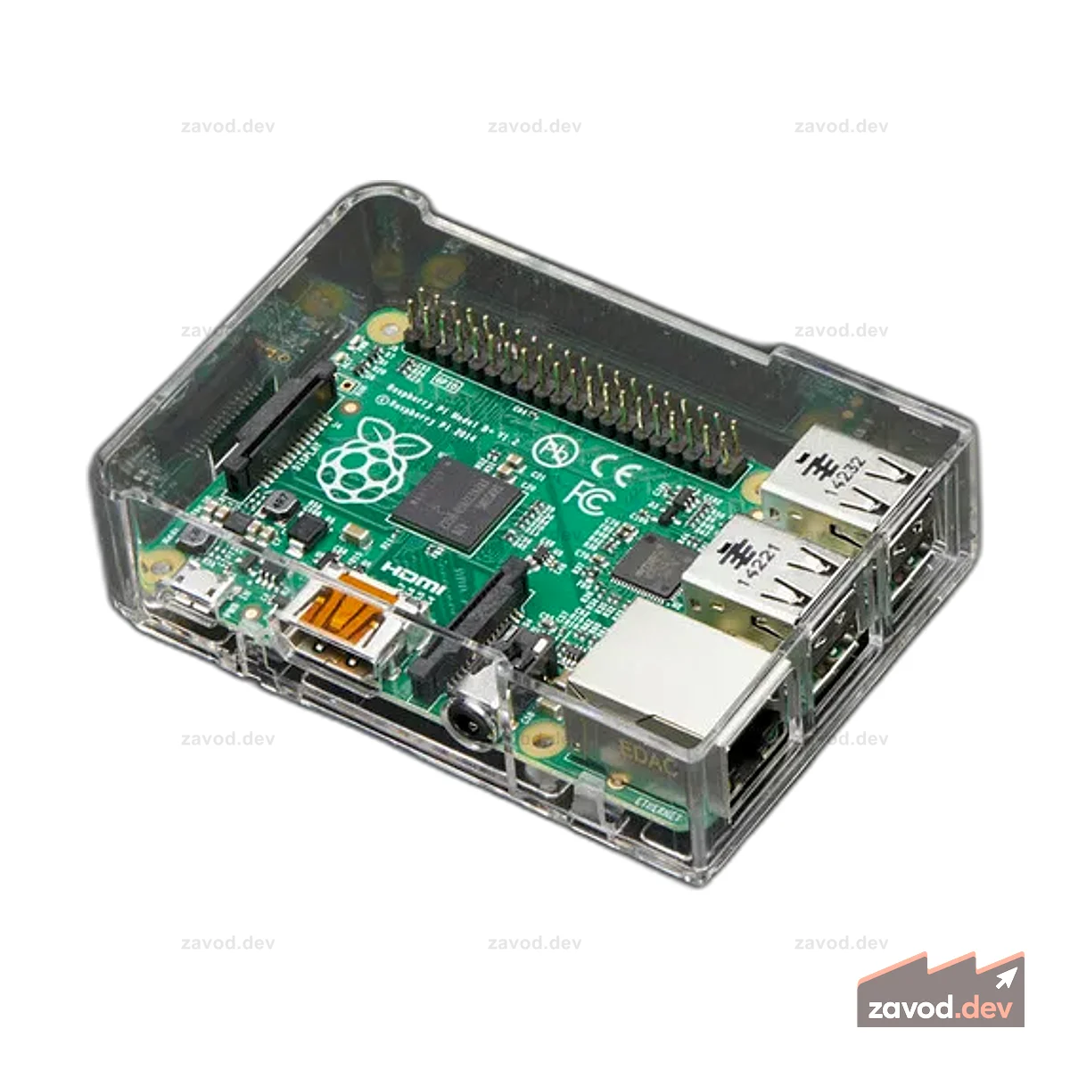 Основание корпуса Pi Model B+ / Pi 2 — прозрачное