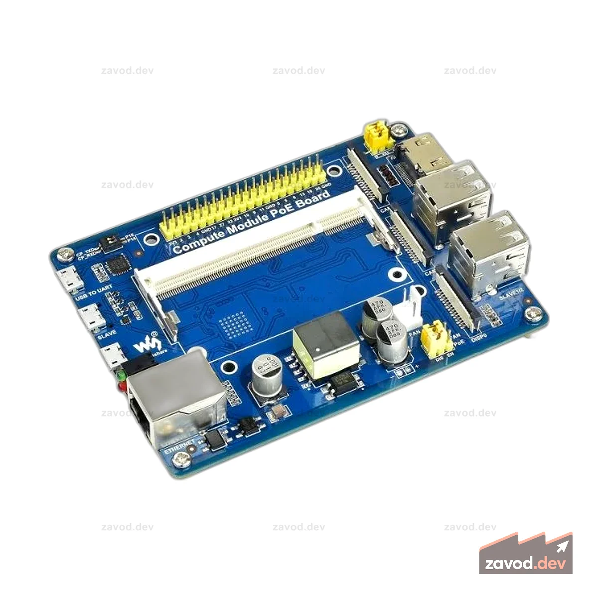 Waveshare 16664 — плата ввода-вывода вычислительного модуля с функцией PoE, для Raspberry Pi CM3 / CM3L / CM3+ / CM3+L