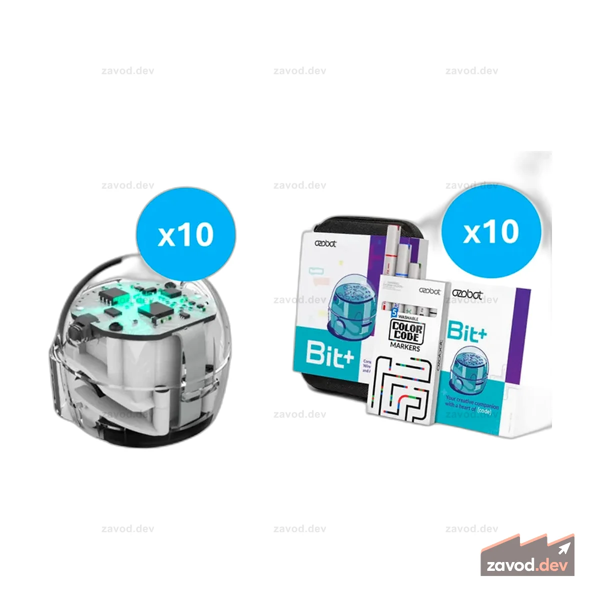 Комплект Ozobot Bit+ из 10 шт. с 2 зарядными устройствами